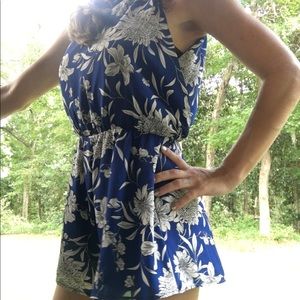 Sugar lips blue floral romper halter neck tie up